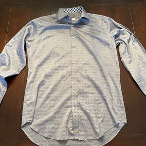 Thomas Dean Men's Black Gray Check Button Up Long Sleeve Shirt Casual Men SZ LT